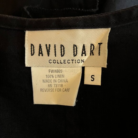 David Dart Size S Button-Front Black Linen Jacket V-Neck - Picture 2 of 9